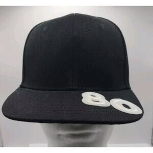 Black Snapback Embroidered 80 On Visor Hat‎ Cap